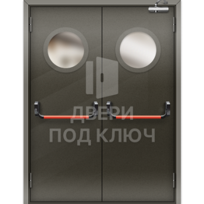 Огнеупорная остекленная двупольная дверь EI-60 без порога ДПК-17458