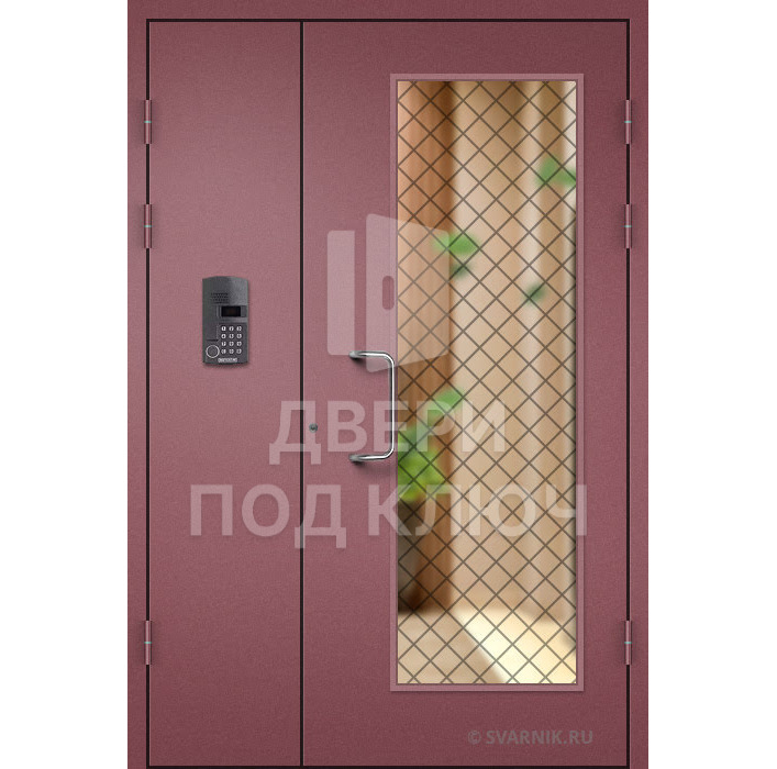 Подъездная дверь с решеткой и стеклом ДПК-13726