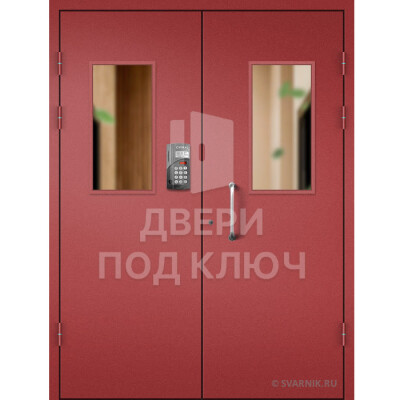 Техническая двустворчатая дверь желтого цвета ДПК-13813